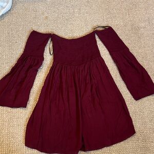 Off-Shoulder Burgundy Mini Dress